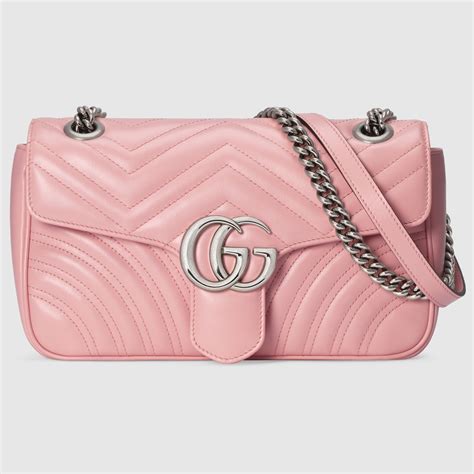 Borsa a spalla GG Marmont piccola di Gucci in Rosa .